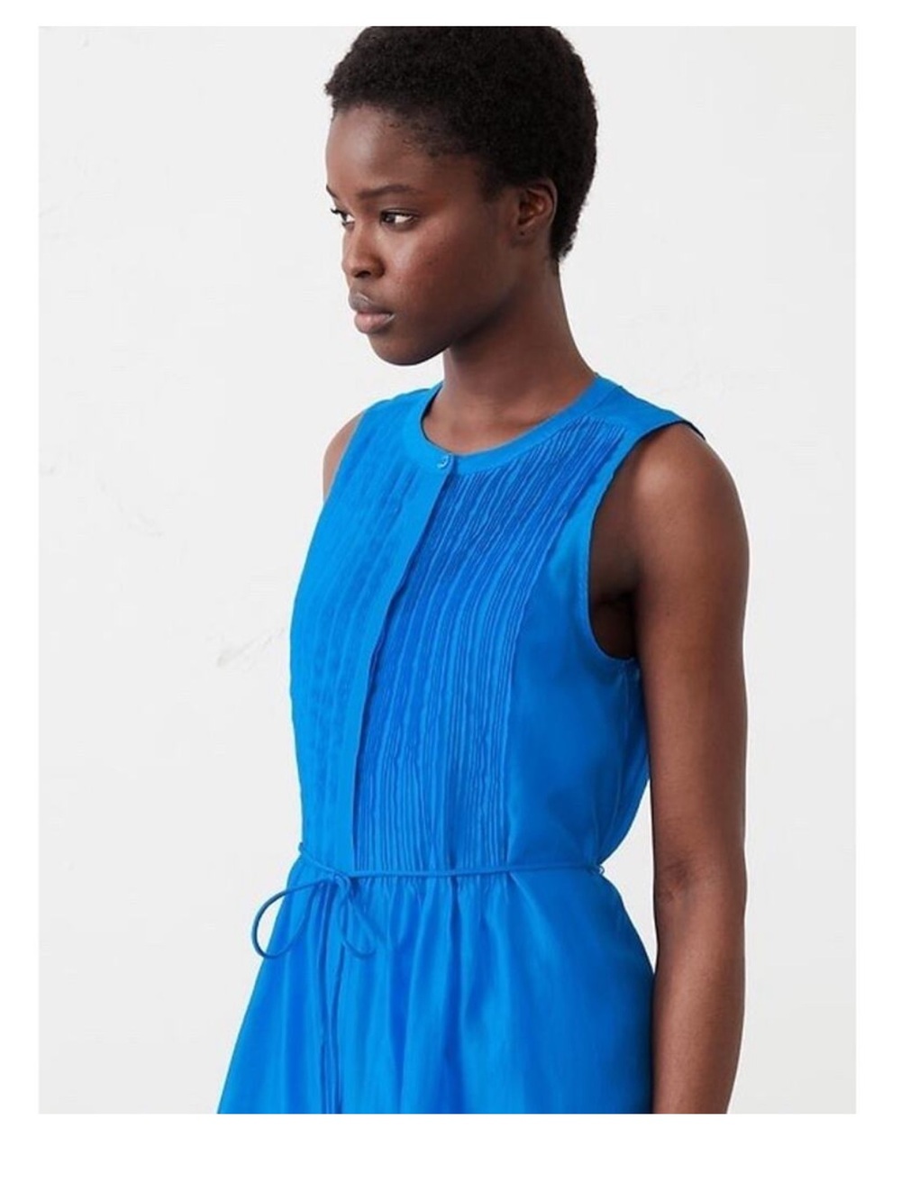 Banana Republic Royal Blue Sleeveless Pintuck Organza Mini Dress